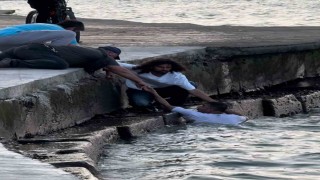 Samsunda taşkınlık yapan şahıs polisten kaçarken denize atladı