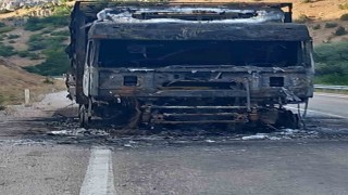 Seyir halindeki çekici alevlere teslim oldu