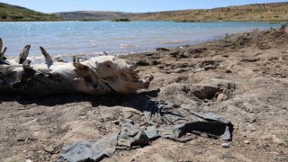 Sivasın önemli su kaynaklarında olan 4 Eylül barajında zemin görüntü