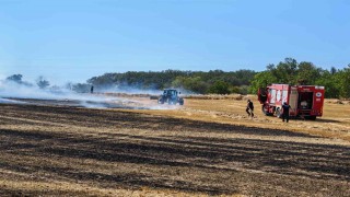 Tekirdağda 50 dönüm biçilmiş buğday tarlası yandı