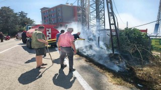 Tekirdağda yol kenarında çıkan yangın büyümeden söndürüldü