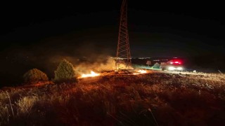 Yüksek gerilim hattı altında çıkan yangın korkuttu