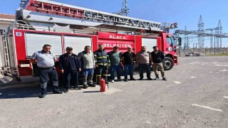 Alaca itfaiyesinden TEİAŞ personeline yangın eğitimi