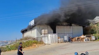 Alanyada serada çıkan yangın depoya sıçradı