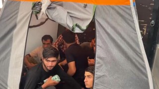 Amasyada tırdaki kamp çadırlarında 17 kaçak göçmen yakalandı
