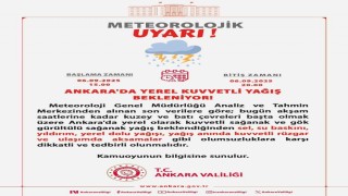 Ankara Valiliği kuvvetli yağışa karşı uyardı