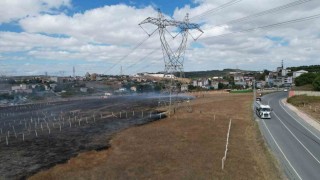 Arnavutköyde çayırlık alanda yangın paniği