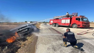 Babaeskide otomobil yangını