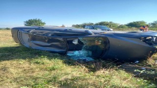 Boluda otomobil takla attı: Sürücü yara almadan kurtuldu