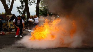 Büyükşehir çalışanlarına yangın eğitimi ve tatbikat
