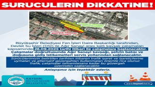 Büyükşehirden sürücülere alternatif yol uyarısı