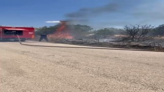 Çalılık alanda çıkan yangın korkuttu