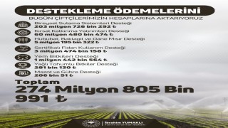 Çiftçilere 274 milyon 805 bin liralık tarımsal destek verilecek