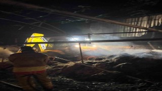 Çiftlikte çıkan yangında saman balyaları alevlere teslim oldu