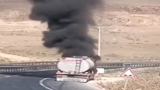 Cizrede seyir halindeki akaryakıt kamyonu alevlere teslim oldu