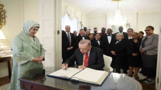 Cumhurbaşkanı Erdoğan, Blair House çalışanlarıyla hatıra fotoğrafı çektirdi