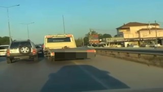 Düğün konvoyunda tehlike saçan çekici sürücüsüne 19 bin 527 TL para cezası