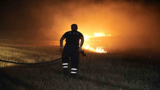 Edirnede tarlada çıkan anız yangını korkuttu