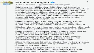Emine Erdoğandan Birlikte Daha İyiye: Aileden Başlayan Küresel Dayanışma etkinliğine ilişkin paylaşım