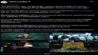 Emine Erdoğandan Cumhurbaşkanı Erdoğanın BMdeki hitabına ilişkin paylaşım: