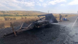 Gercüşte çekme karavan alev aldı