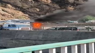 Gümüşhanede LPGli otomobil alev alev yandı