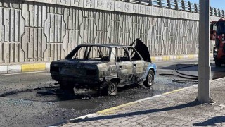 Hareket halindeki araç alev aldı, sürücü yaralandı