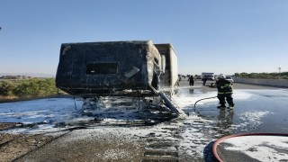 Hassada tır yangını