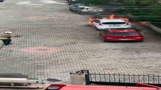 Hatayda park halindeki otomobil alev alev yandı