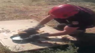 Kanala düşen yavru köpek kurtarıldı