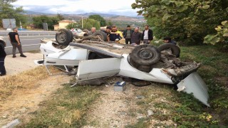 Kastamonuda otomobil takla attı: 2 yaralı