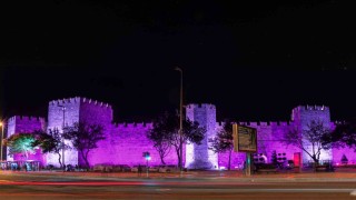 Kayseri Kalesi, kanserle mücadele için mor renge büründü