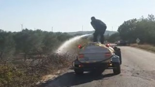 Kırkağaçta motosiklet alev aldı, yangın otluk alana sıçradı