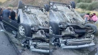 Kızlarını üniversiteye götüren ailenin otomobili takla attı: 3 yaralı