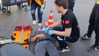 Minibüsün çarptığı motosikletin sürücüsü yaralandı