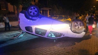 Nazillide otomobil takla attı, sürücüsü yaralandı