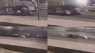 O anlar kamerada: Kamyon motosikletliyi ezdi