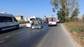 Önündeki araca çarpıp devrilen otomobilin sürücüsü yaralandı