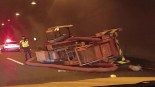 Orduda tünelde patoz kazası: Sürücü yaralandı