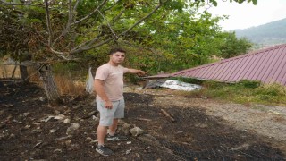 Orman yangının sıçradığı köydeki hasar görüntülendi: Evler metreler kala kül olmaktan kurtarılmış