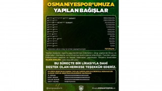 Osmaniyespor FK: “Bağışlar Düzenli Olarak Paylaşılacak”