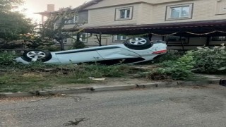 Otomobil takla atı, sürücü kazayı yara almadan atlattı