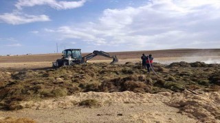 Özalpta çıkan yangında 700 bağ ot, 7 ton saman kül oldu