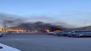 Park halindeki pikap alevlere teslim oldu