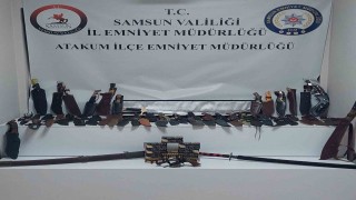 Samsunda polis ruhsatsız silah ve çok sayıda bıçak ele geçirdi