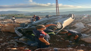 Takla atan aracın sürücüsü yaralandı