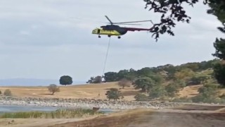 Tavşanlıda yıldırım düşmesi sonucu çıkan orman yangını havadan müdahaleyle kısa sürede söndürüldü