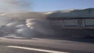 Tekirdağ tır alevlere teslim olmadan söndürüldü