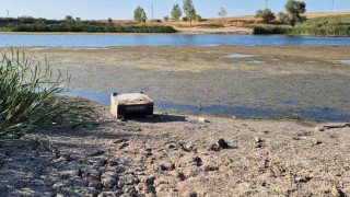 Tekirdağda gölette sular çekildi, çatlaklar oluşmaya başladı
