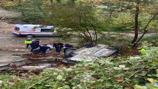 Türkelide otomobil şarampole yuvarlandı: 1 yaralı